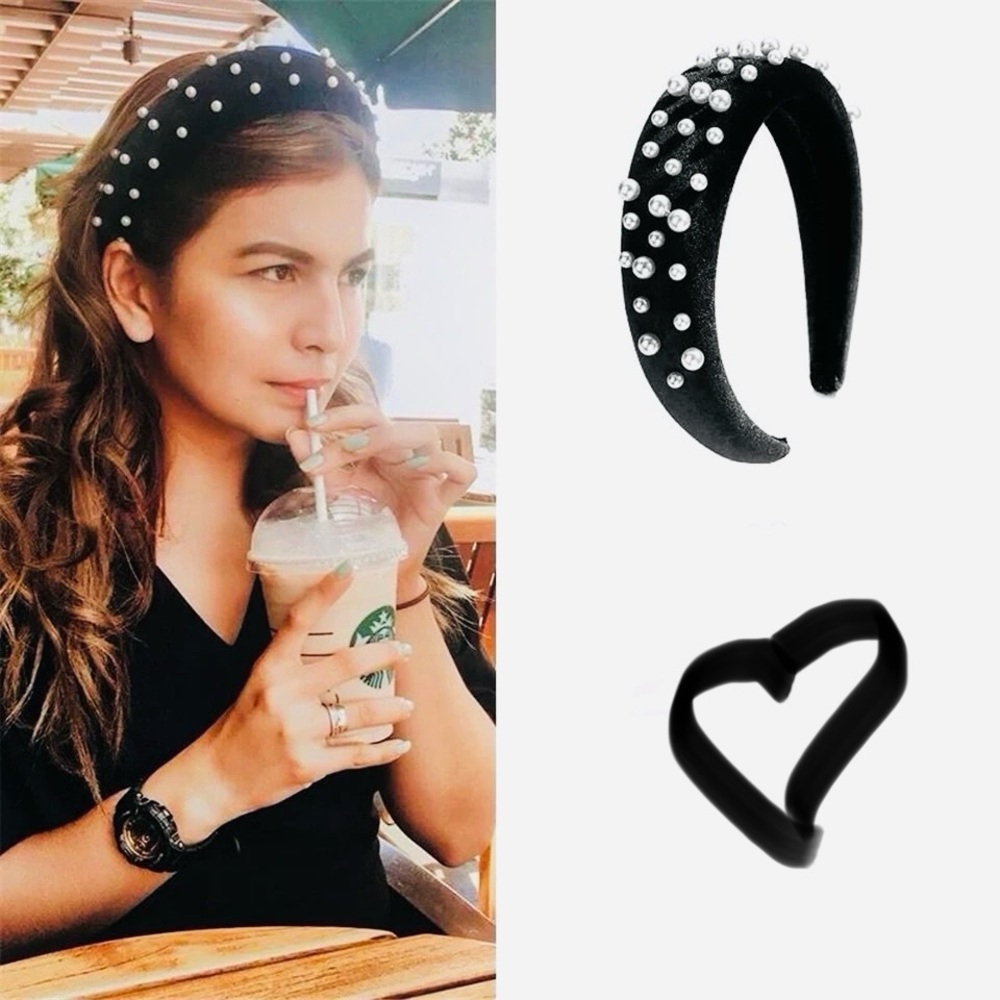 Black Hairband with Pearls NWT